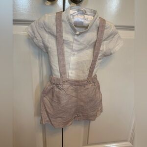 Baby Boys Beige Linen Shorts Set